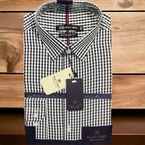 Formal Black Check Shirt Premium